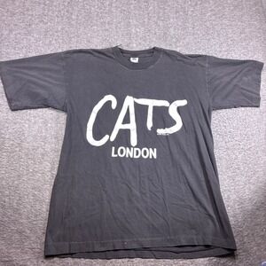 Vintage Cats Musical London Shirt Men‎ XL Black Single Stitch Graphic Dewynters